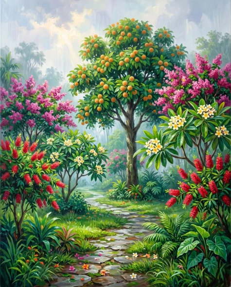 Monsoon Verdant Harmony (PRT-15697-125851) - Canvas Art Print - 48in X 60in