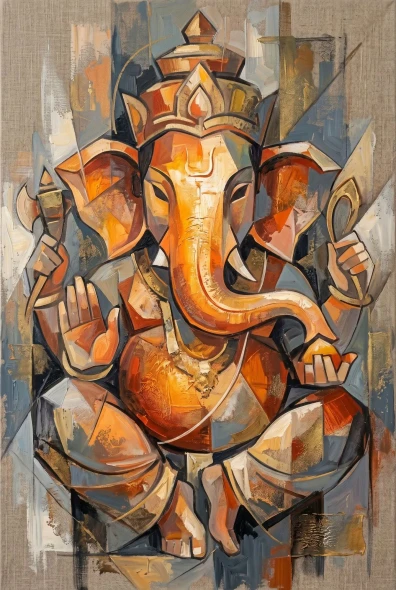 Terracotta Cubist Harmony (PRT-15697-125696) - Canvas Art Print - 40in X 60in