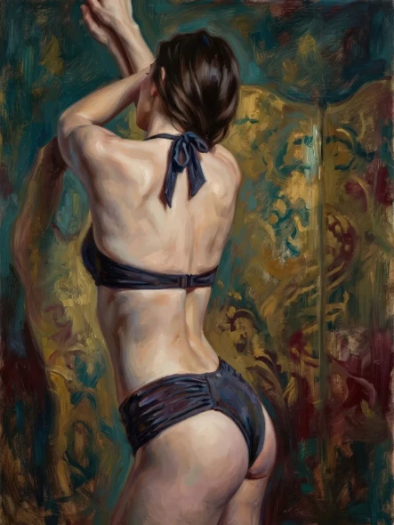 Gilded Posture In Blue (PRT-16861-126089) - Canvas Art Print - 45in X 60in