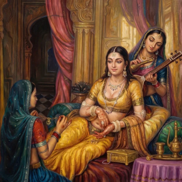 Whispers Of Golden Court (PRT-15697-125226) - Canvas Art Print - 60in X 60in