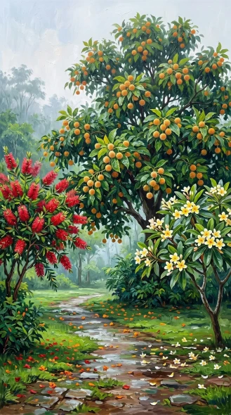 Luxuriant Monsoon Haven (PRT-15697-125982) - Canvas Art Print - 33in X 60in