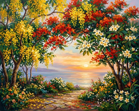Radiant Summer Seascape (PRT-15697-125915) - Canvas Art Print - 60in X 48in