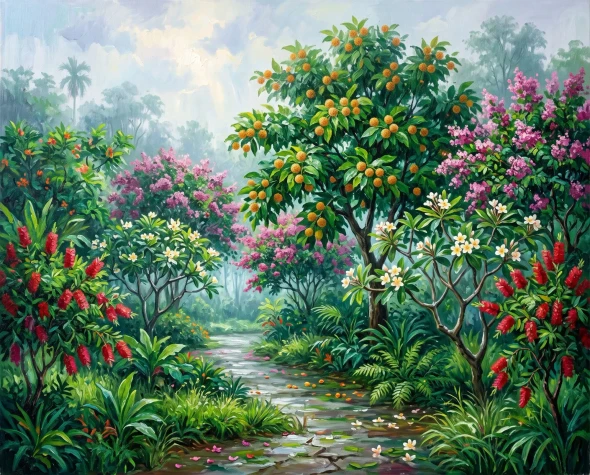 Resplendence Under Monsoon Skies (PRT-15697-125855) - Canvas Art Print - 60in X 48in