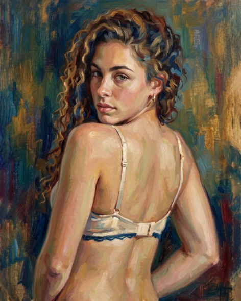 Over The Shoulder Glance (PRT-16861-126177) - Canvas Art Print - 48in X 60in