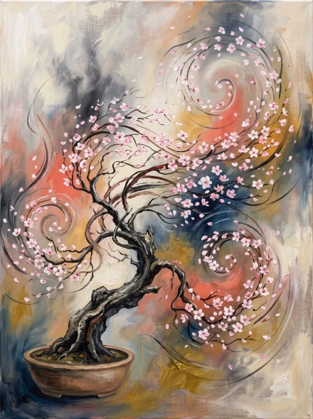 Golden Ribbons Of Peach (PRT-15697-125945) - Canvas Art Print - 45in X 60in