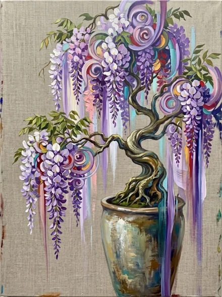 Palimpsest Of Plum Blossoms (PRT-15697-125948) - Canvas Art Print - 45in X 60in