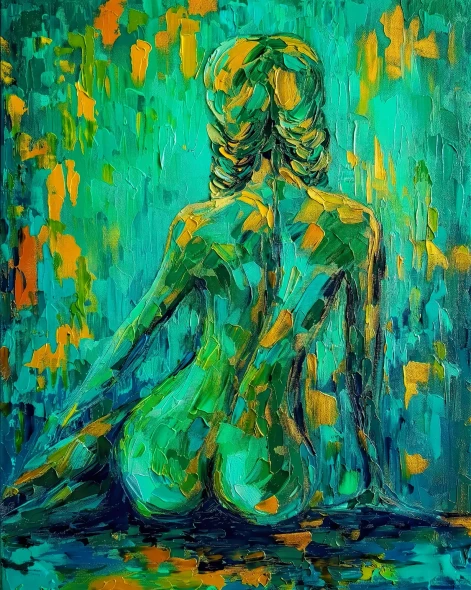 Emerald And Gold Garden (PRT-16861-124778) - Canvas Art Print - 48in X 60in