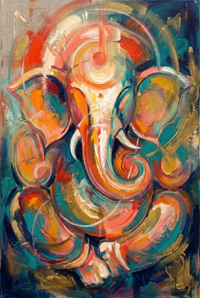 Cosmic Vermilion Abstraction (PRT-15697-125706) - Canvas Art Print - 40in X 60in