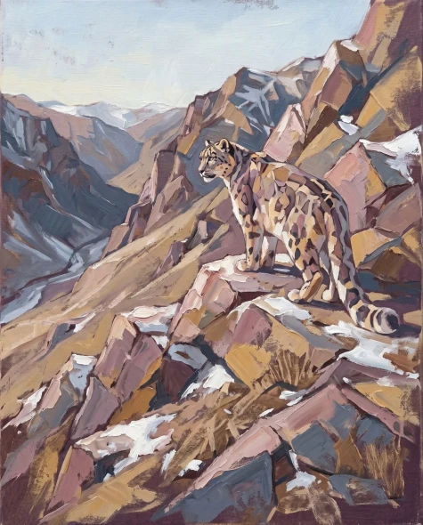 Winter Ridge Snow Leopard (PRT-15697-125655) - Canvas Art Print - 48in X 60in