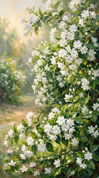 Fragrant Jasmine Abundance (PRT-15697-125990) - Canvas Art Print - 33in X 60in