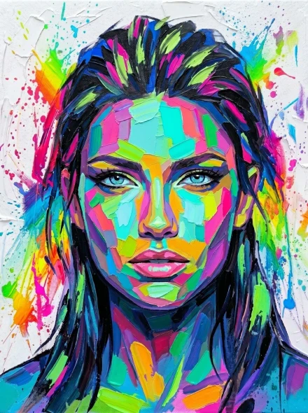 Symphony Of Splashes & Strokes - 04 (PRT-15697-124122) - Canvas Art Print - 45in X 60in