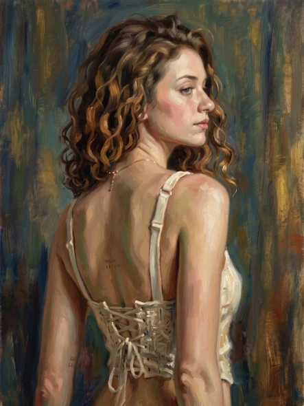 Cascading Curls And Lace (PRT-16861-126106) - Canvas Art Print - 45in X 60in
