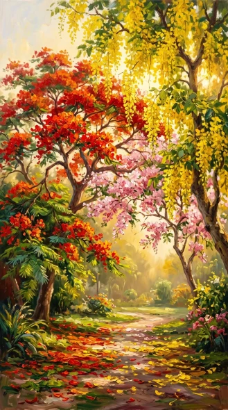 Radiant Summer Tapestry (PRT-15697-125978) - Canvas Art Print - 33in X 60in