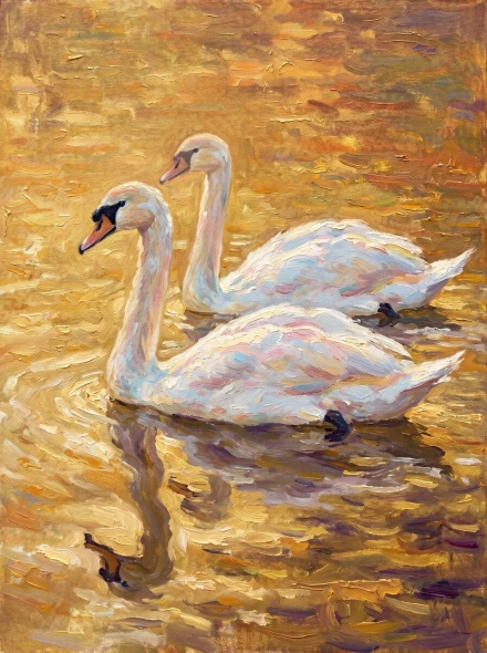 Gilded Waters Soft Embrace (PRT-15697-125605) - Canvas Art Print - 45in X 60in