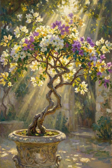Sunlit Courtyard Blooms (PRT-15697-125937) - Canvas Art Print - 40in X 60in