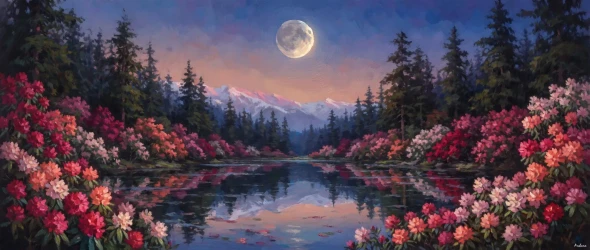 Crescent Over Serolsar Twilight (PRT-15697-125051) - Canvas Art Print - 60in X 25in