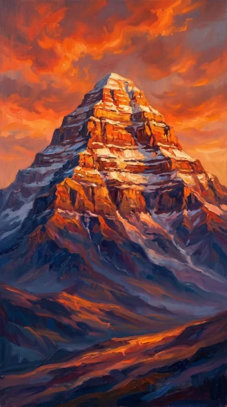 Summit Of Amber And Indigo (PRT-16861-124362) - Canvas Art Print - 33in X 60in