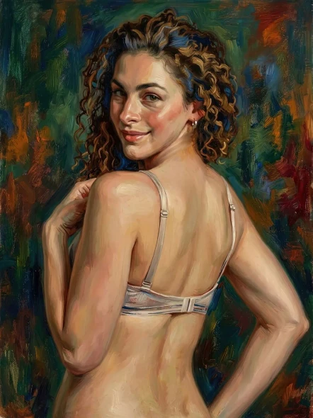 Over The Shoulder Smile (PRT-16861-126162) - Canvas Art Print - 45in X 60in