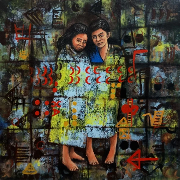 Together Through The Chaos (PRT-19003-126049) - Canvas Art Print - 24in X 24in