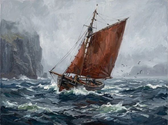 Through Churning Waters (PRT-15697-125196) - Canvas Art Print - 60in X 45in
