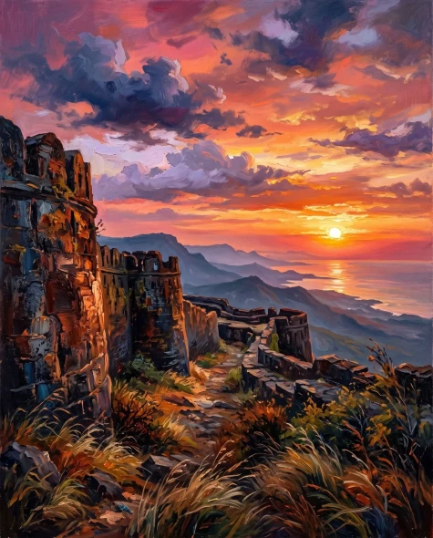 Ramparts Facing The Sea (PRT-15697-125450) - Canvas Art Print - 48in X 60in