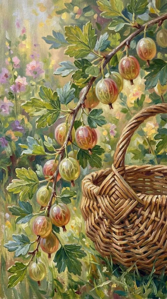 Luminous Garden Berry Branch (PRT-15697-124614) - Canvas Art Print - 33in X 60in