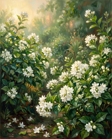 Fragrant Abundance Of Mogra (PRT-15697-125826) - Canvas Art Print - 48in X 60in