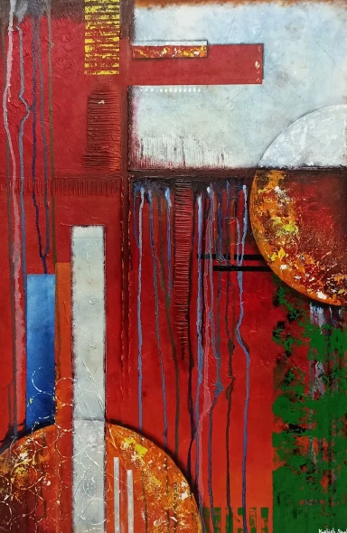 Space (ART-19039-126343) - Handpainted Art Painting - 24in X 36in