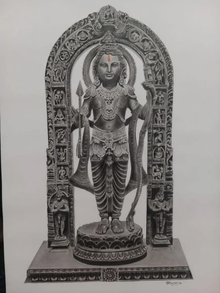 Ram Lalla (ART-19099-126338) - Handpainted Art Painting - 16in X 23in
