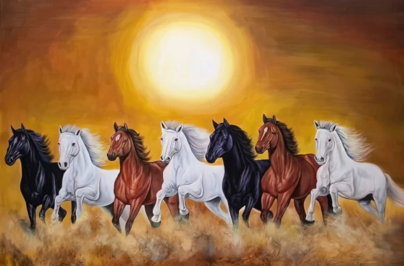 Golden Equine Momentum (PRT-15697-126641) - Canvas Art Print - 60in X 40in