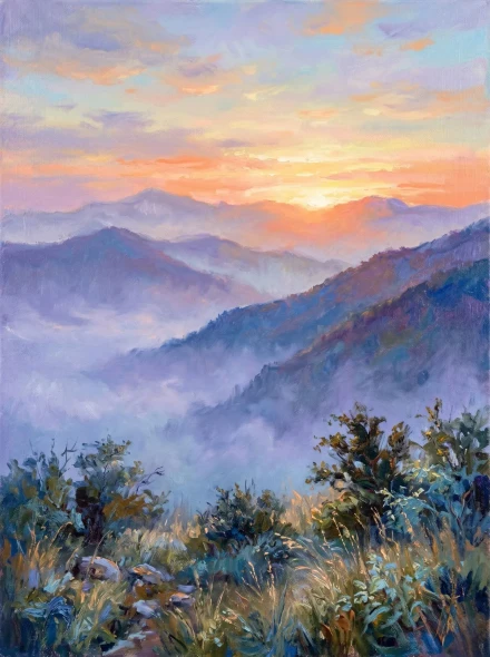 Whispering Ridges At Dusk (PRT-15697-126523) - Canvas Art Print - 45in X 60in