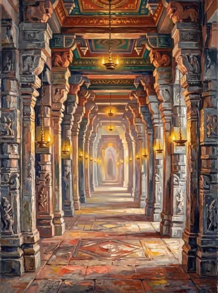 Corridors Of Sacred Geometry (PRT-15697-126456) - Canvas Art Print - 45in X 60in