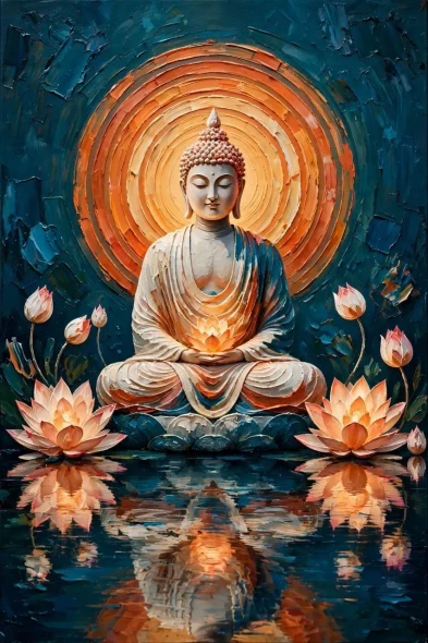 Premium Handmade Acrylic Physical Canvas Print Of Lord Buddha (PRT-18995-126633) - Canvas Art Print - 32in X 48in