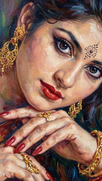 Gaze Of The Crimson Stone (PRT-15697-126570) - Canvas Art Print - 34in X 60in