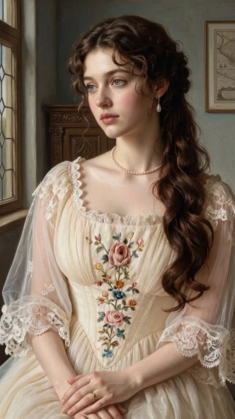 Regency Morning By The Casement (PRT-15697-126576) - Canvas Art Print - 34in X 60in