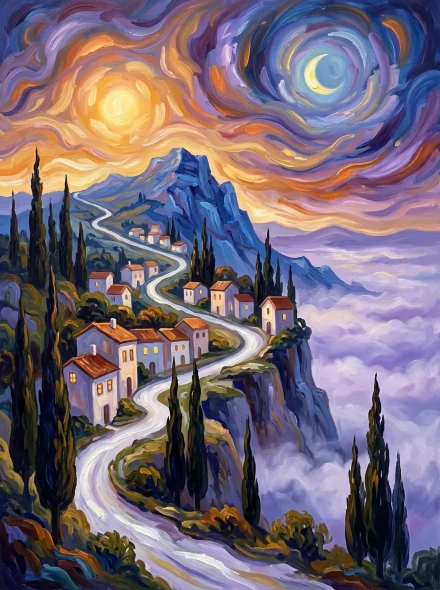 Winding Path To Summit (PRT-15697-126487) - Canvas Art Print - 45in X 60in