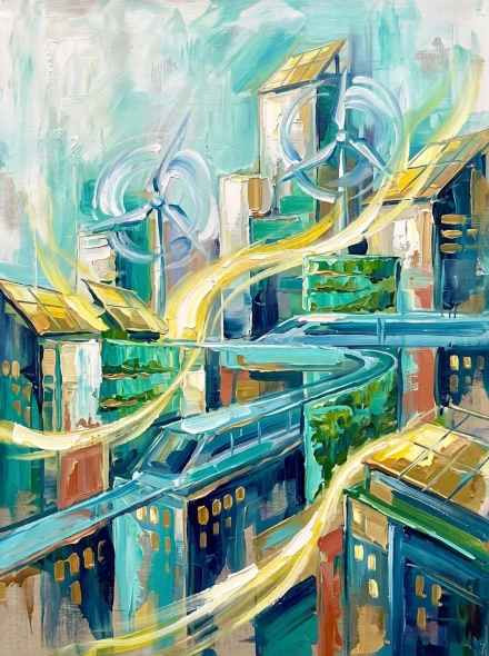 Luminous Urban Symphony (PRT-15697-126472) - Canvas Art Print - 45in X 60in