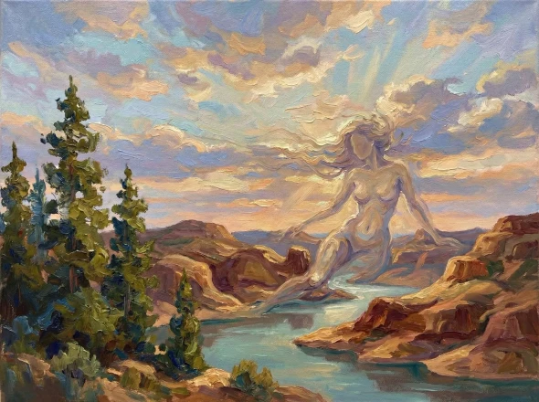 Canyon Whisper Of Clouds (PRT-16861-126420) - Canvas Art Print - 60in X 45in
