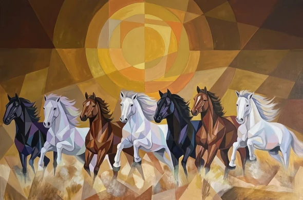 Synchronous Kinetic Equine Harmony (PRT-15697-126640) - Canvas Art Print - 60in X 40in