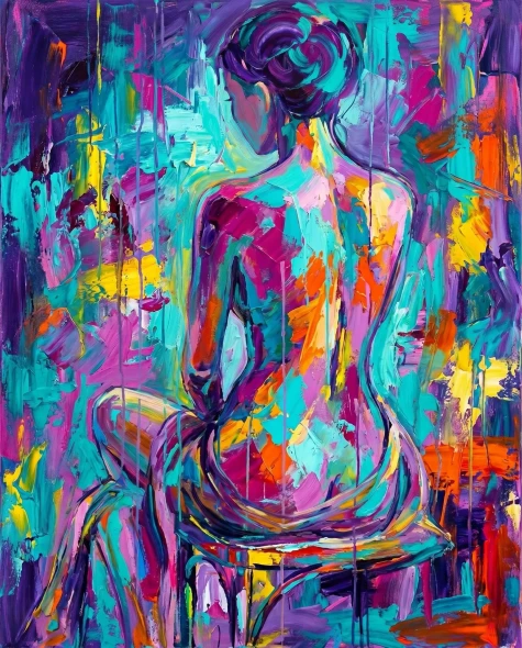 Rhythmic Updo Silhouette (PRT-16861-126432) - Canvas Art Print - 48in X 60in