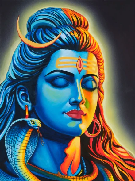 Lord Shiva - Print (PRT-19101-126592) - Canvas Art Print - 13in X 18in