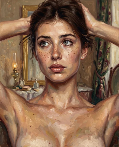 Lamplight On Freckled Skin (PRT-16861-126448) - Canvas Art Print - 48in X 60in