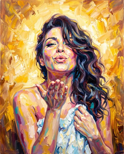 Luminous Gestural Greeting (PRT-16861-126446) - Canvas Art Print - 48in X 60in