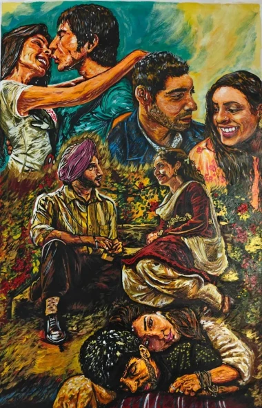The Imtiaz Ali Universe (ART-19093-126610) - Handpainted Art Painting - 17in X 23in