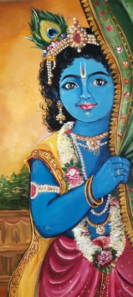 Radha Krishna Diptych - Divine Couple Set Of 2 (ART-19051-126554) - Handpainted Art Painting - 17in X 11in