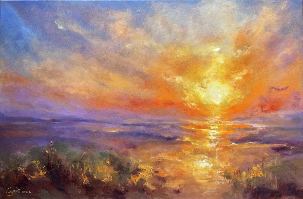 The Promise Of Morning (ART-18958-126545) - Handpainted Art Painting - 36in X 24in
