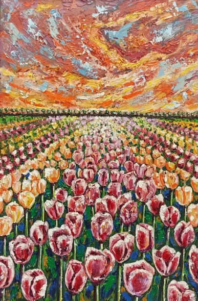 Tulip Love Nature (ART-19039-126346) - Handpainted Art Painting - 16in X 24in