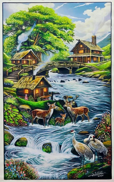 Landscape (ART-18830-126541) - Handpainted Art Painting - 24in X 39in