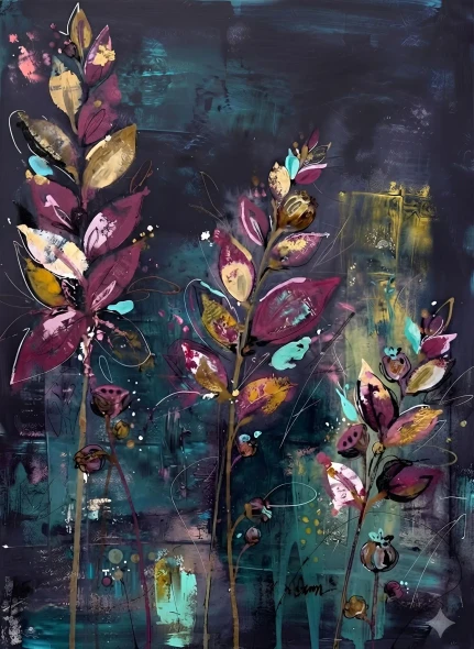 Nocturnal Blossoms (PRT-19108-126662) - Canvas Art Print - 26in X 36in