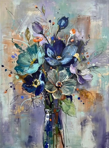 Midnight Blooms (PRT-19108-126660) - Canvas Art Print - 26in X 36in